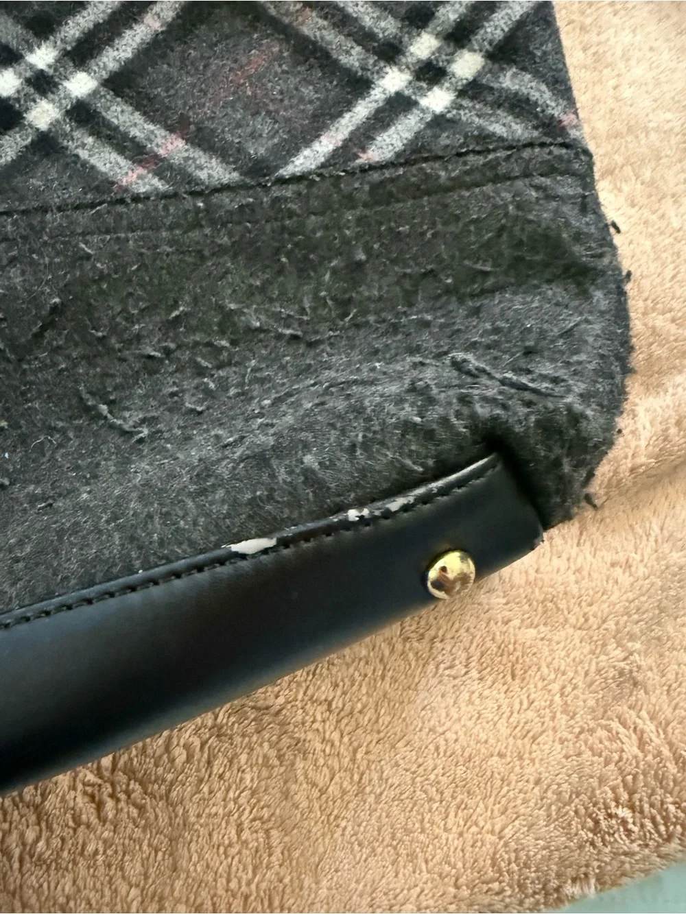 Tartan Plaid Black Tote Bag with Tassel
